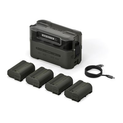 Tilta Statie de incarcare portabila pentru bateriile EN-EL15C cu 4 canale si 4 baterii Verde
