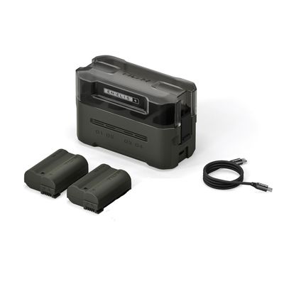Tilta Statie de incarcare portabila pentru bateriile EN-EL15C cu 4 canale si 2 baterii Verde