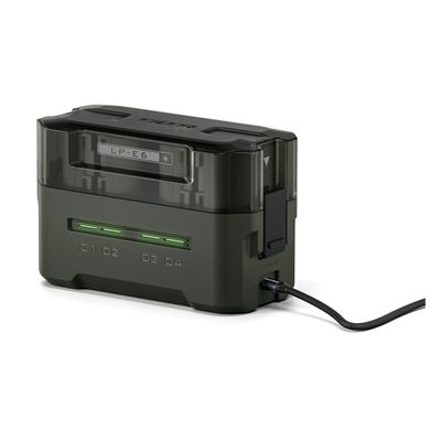 Tilta Statie de Incarcare Portabila pentru LP-E6P 4 Canale cu 4 Baterii Verde