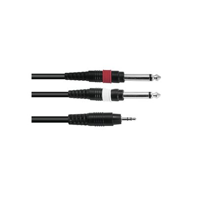 Omnitronic Cablu Adaptor Jack 3.5 la 2 x Jack 1.5m Negru