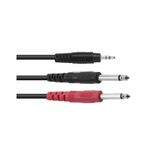 Omnitronic Cablu Adaptor 3.5 Jack la 2 x Jack ECO 3m Negru