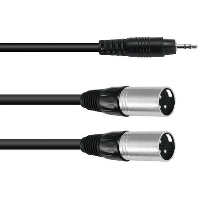 Omnitronic Cablu Adaptor Jack 3.5mm-2xXLR tata 1.5m Negru
