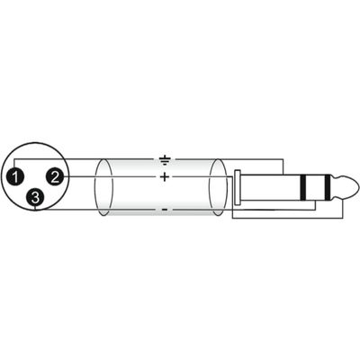 Omnitronic Cablu Adaptor XLR(tata)-Jack TRS 6.3mm 2m Negru