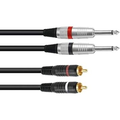 Omnitronic Cablu Adaptor 2xJack-2xRCA 3m Negru