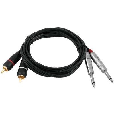 Omnitronic Cablu Adaptor 2xJack-2xRCA 6m Negru