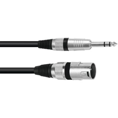 Omnitronic Cablu Adaptor XLR(tata)/Jack 6.3mm Stereo 0.2m Negru