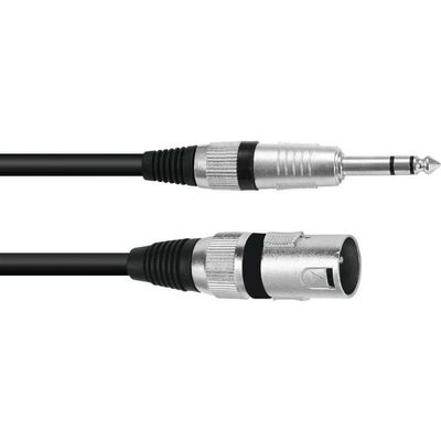 Omnitronic Cablu Adaptor XLR(tata)/Jack 6.3mm Stereo 0.2m Negru