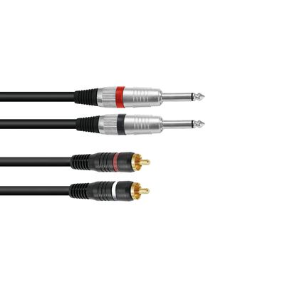 Omnitronic Cablu Adaptor 2xJack 6.3mm-2xRCA 1.5m Negru