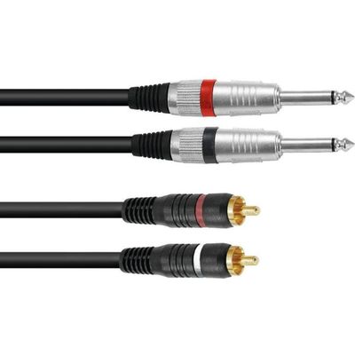 Omnitronic Cablu Adaptor 2xJack/2xRCA 1m Negru