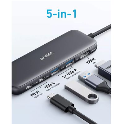 Anker Hub Ultra-Slim 332 USB-C 5-in-1 4K HDMI 85W PD Negru