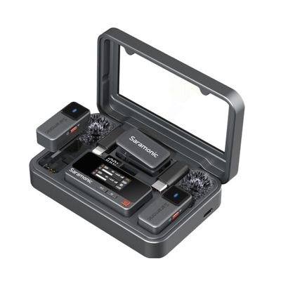 Saramonic Air Sistem Wireless 2 TX 1 RX 2 Microfoane Lavaliera USB-C 3.5mm TRS Carcasa Incarcare