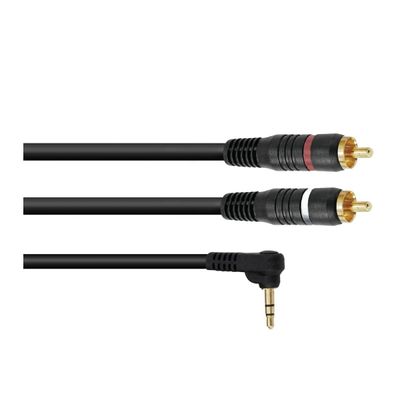 Omnitronic Cablu Adaptor Mufa Jack 3.5 90° la 2xRCA 1.5m Negru
