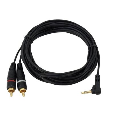 Omnitronic Cablu Adaptor Mufa Jack 3.5 90° la 2xRCA 1.5m Negru