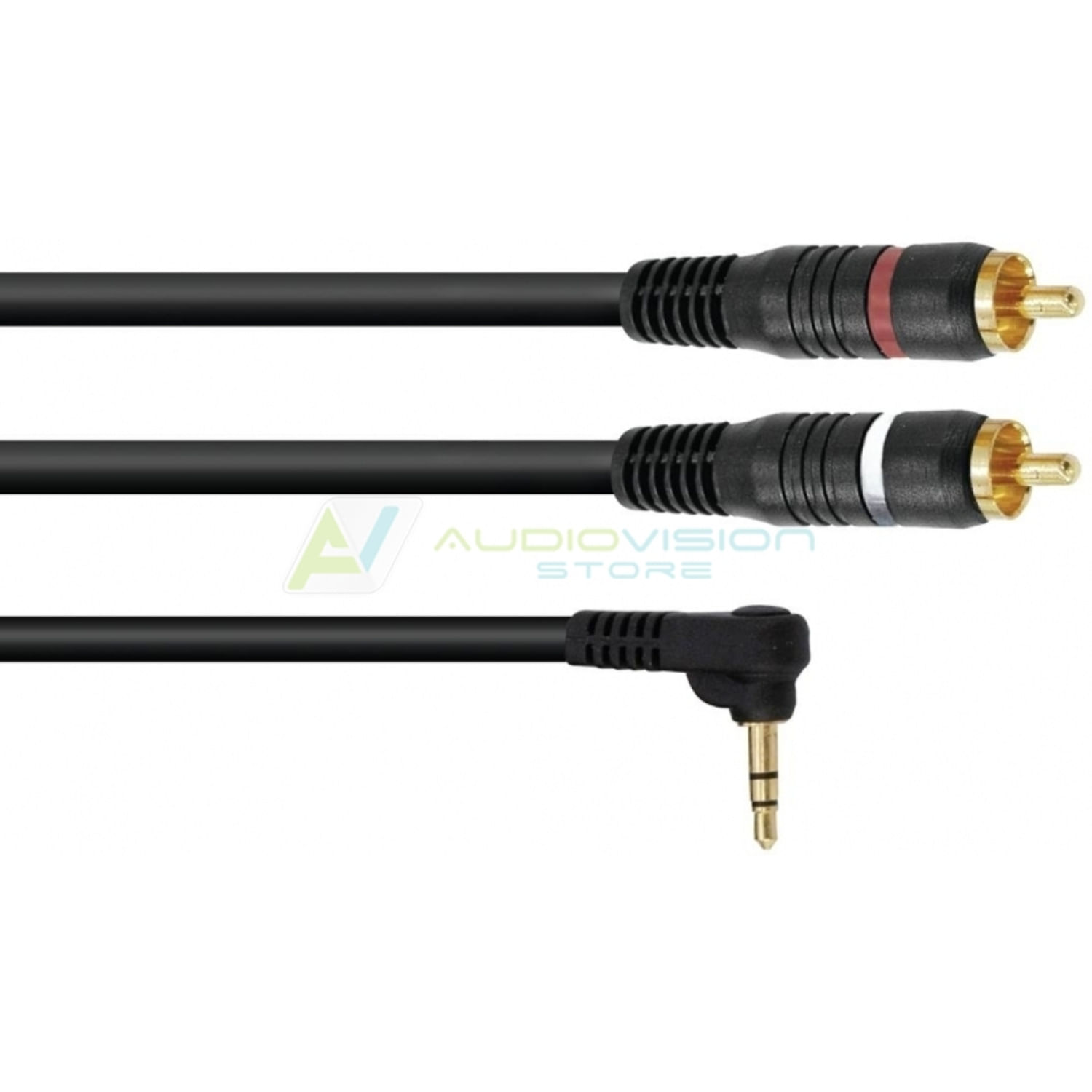 Omnitronic Cablu Adaptor Jack 3.5mm Unghi 90°la 2xRCA 0,5m Negru
