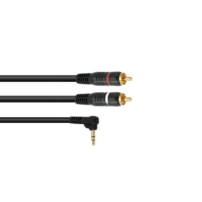Omnitronic Cablu Adaptor Jack 3.5mm Unghi 90°la 2xRCA 0,5m Negru
