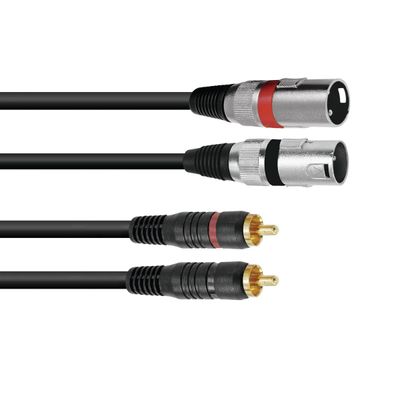 Omnitronic Cablu Adaptor 2xXLR(tata)/2xRCA 3m Negru
