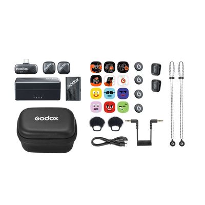 Godox Cube-C Combo Kit 1 Sistem Wireless Microfon 2 TX + 1 RX USB-C TRS 2.4Ghz