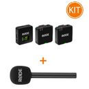 Pachet Rode Wireless GO Gen 3 Sistem Wireless 2 Microfoane Negru + Rode Interview GO