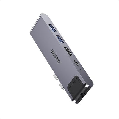 Choetech Adaptor Hub USB-C 7 in 1 HUB-M24 Port Dual USB-C Pentru Laptopuri Gri