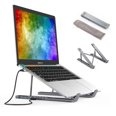 Choetech Suport Laptop cu Functie de HUB Multifunctional USB-C 7 in 1 HDMI Porturi USB M48 Gri