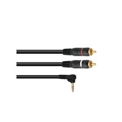 Omnitronic Cablu Adaptor Jack 3.5 Unghi 90° la 2xRCA 3m Negru