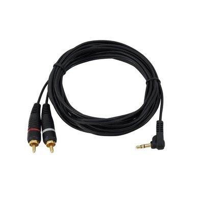 Omnitronic Cablu Adaptor Jack 3.5 Unghi 90° la 2xRCA 3m Negru