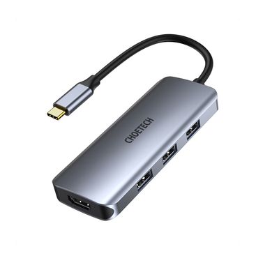 Choetech HUB-M19 Hub USB-C 1x HDMI 3x USB 3.0 SD PD 100W Gri