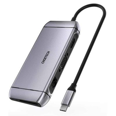 Choetech Adaptor multiport HUB-M15 USB-C 9 în 1 Hub Versatil pentru Laptop Gri
