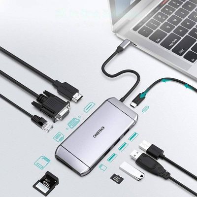 Choetech Adaptor multiport HUB-M15 USB-C 9 în 1 Hub Versatil pentru Laptop Gri