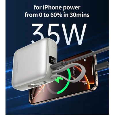 Choetech Mini Baterie Externa 10000mAh 35W cu Cablu USB-C Atasat Gri
