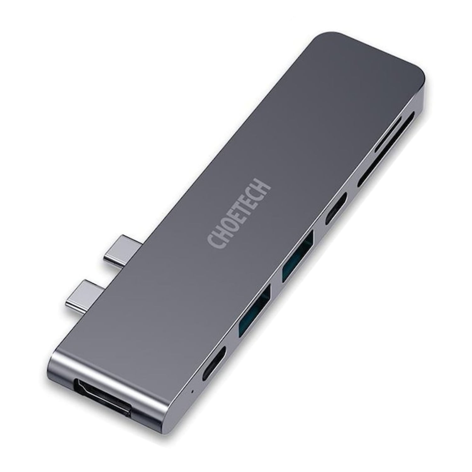 Choetech HUB-M14 Hub Multifunctional 2 x USB-C la 2 x USB 3.0 2 x USB-C 1 x HDMI 4K Card reader gri