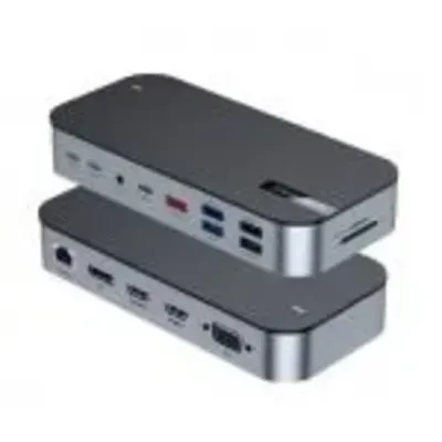Choetech HUB-M52 Hub USB-C 15-in-1 HDMI/DP/VGA 4K PD Ethernet pentru laptop gri