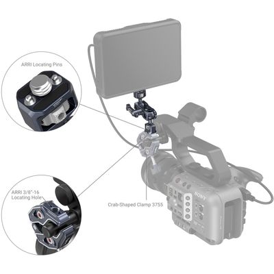 Smallrig 3874 Brat Dublu Articulat cu Capete Bila si filet 1/4-3/8 cu Locator Arri