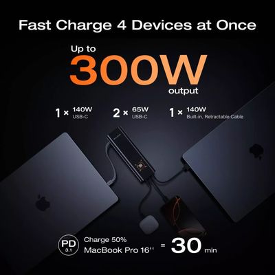 EcoFlow RAPID Pro Baterie Externa 27650 mAh 300W Cablu Incorporat de 140W