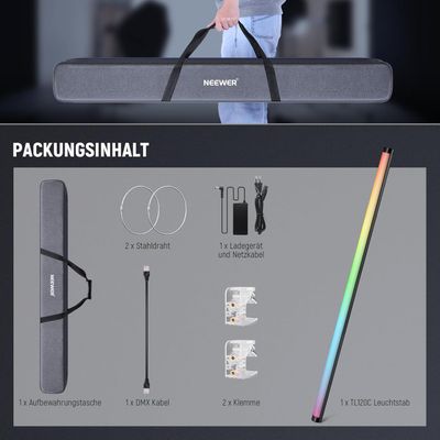 Neewer RL120C Lampa Video LED RBG Bacheta 2500K-10000K Aplicatie Acumulator 6000mAh Integrat