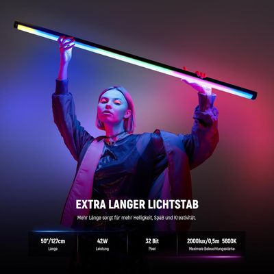 Neewer RL120C Lampa Video LED RBG Bacheta 2500K-10000K Aplicatie Acumulator 6000mAh Integrat