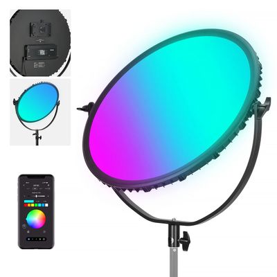 Neewer GR18C Lampa Video LED RBG Rotunda 65W 2500K-8500K Aplicatie Posibilitate Alimentare Acumulator cu V-mount