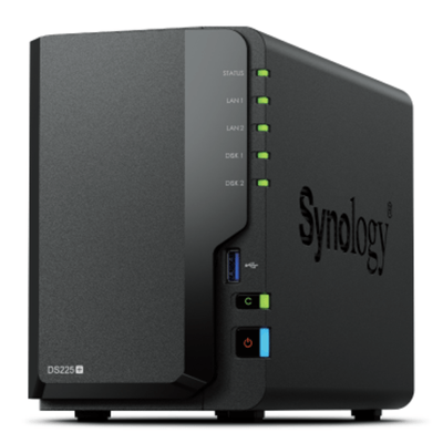 Synology DS225+ NAS cu procesor Intel Celeron J4125 2GB 2xHDD 3,5"/2,5" SATA ECC DDR4