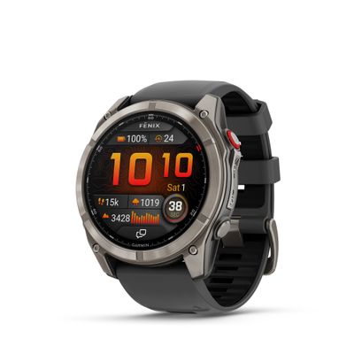 Garmin Fenix 8 Pro AMOLED Smartwatch 51mm LTE/Satelit Sapphire Titan Curea din Silicon Graphite/Negru