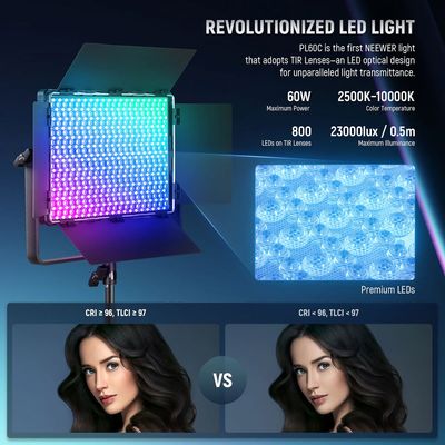 Neewer PL60C Lampa Video LED RGB  60W 2500K-10000K Aplicatie Posibilitate Alimentare Acumulator cu V-mount