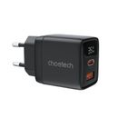 Choetech Incarcator Retea PD6052 USB-C USB-A PD 35W cu Afisaj Negru