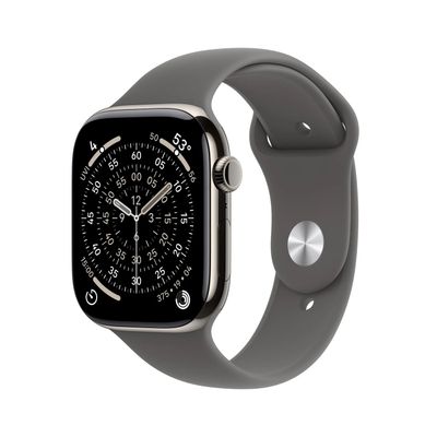 Apple Watch S11 Smartwatch GPS + Cellular Carcasa Natural Titanium 42mm Curea Stone Grey Sport - S/M
