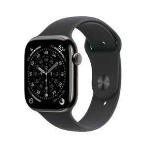 Apple Watch S11 Smartwatch GPS + Cellular Carcasa Slate Titanium 42mm Curea Black Sport - S/M