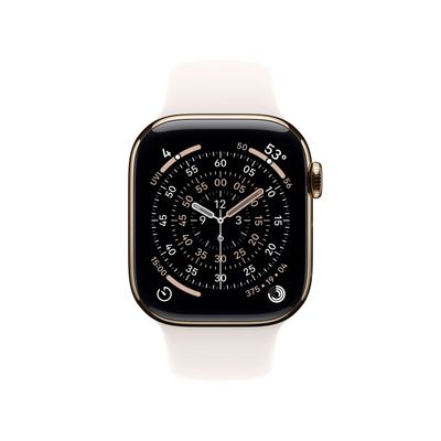 Apple Watch S11 Smartwatch GPS + Cellular Carcasa Gold Titanium 42mm Curea Light Blush Sport - S/M