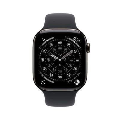 Apple Watch S11 Smartwatch GPS + Cellular Carcasa Slate Titanium 42mm Curea Black Sport - M/L