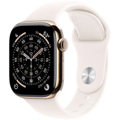 Apple Watch S11 Smartwatch GPS + Cellular Carcasa Gold Titanium 42mm Curea Light Blush Sport - M/L