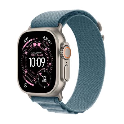 Apple Watch Ultra 3 Smartwatch GPS + Cellular Carcasa Natural Titanium 49mm Light Blue Alpine Loop - S