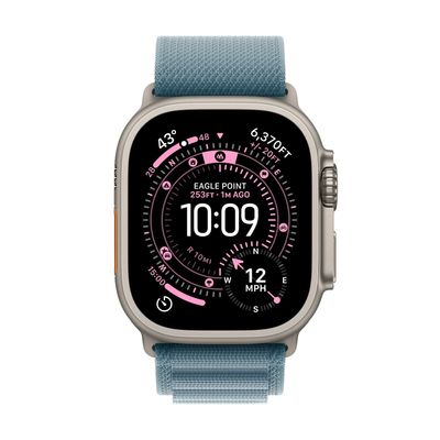 Apple Watch Ultra 3 Smartwatch GPS + Cellular Carcasa Natural Titanium 49mm Light Blue Alpine Loop - S