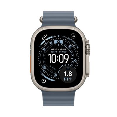 Apple Watch Ultra 3 Smartwatch GPS + Cellular Carcasa Natural Titanium 49mm Curea Anchor Blue Ocean