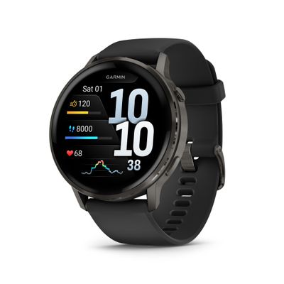 Garmin Venu 4 Smartwatch 45mm Gri Ardezie Curea din Silicon Negru